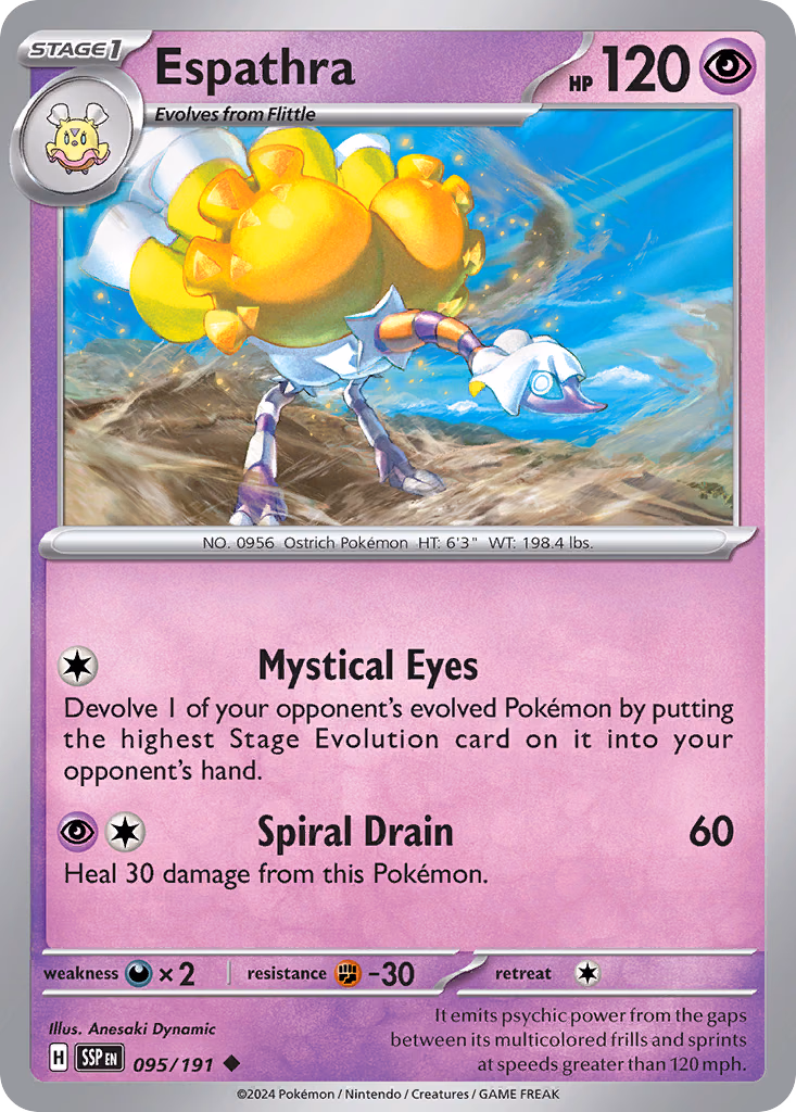 Espathra Pokemon card (095/191, Surging Sparks)