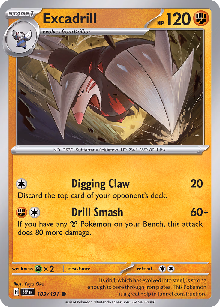 Excadrill Pokemon card (109/191, Surging Sparks)