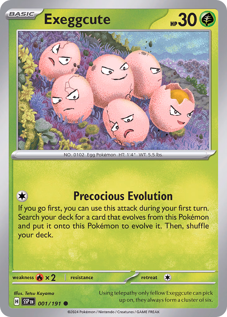Exeggcute Pokemon card (001/191, Surging Sparks)