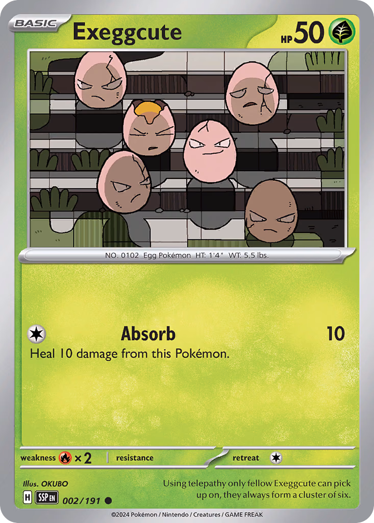 Exeggcute Pokemon card (002/191, Surging Sparks)
