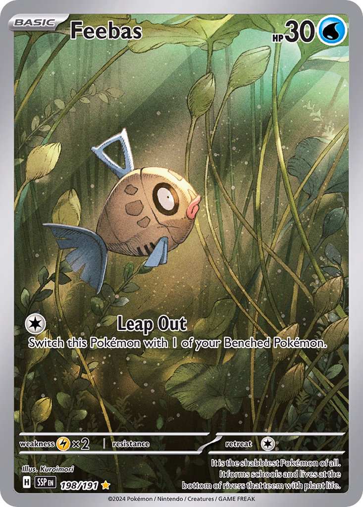Feebas Pokemon card (198/191, Surging Sparks)