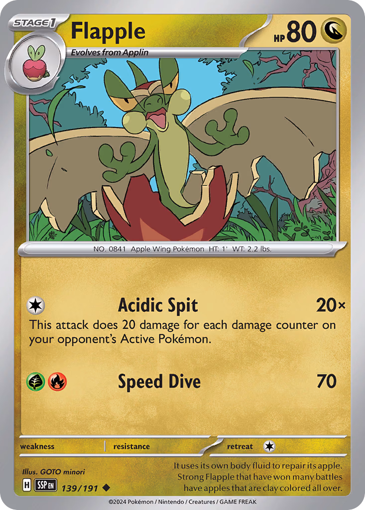 Flapple Pokemon card (139/191, Surging Sparks)