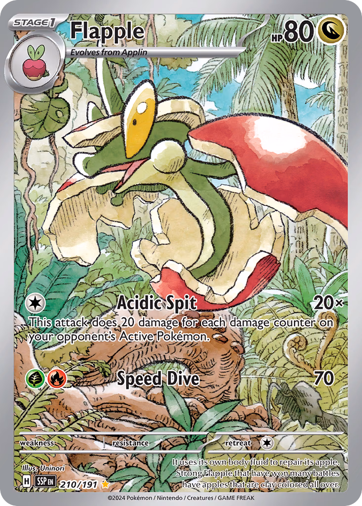 Flapple Pokemon card (210/191, Surging Sparks)