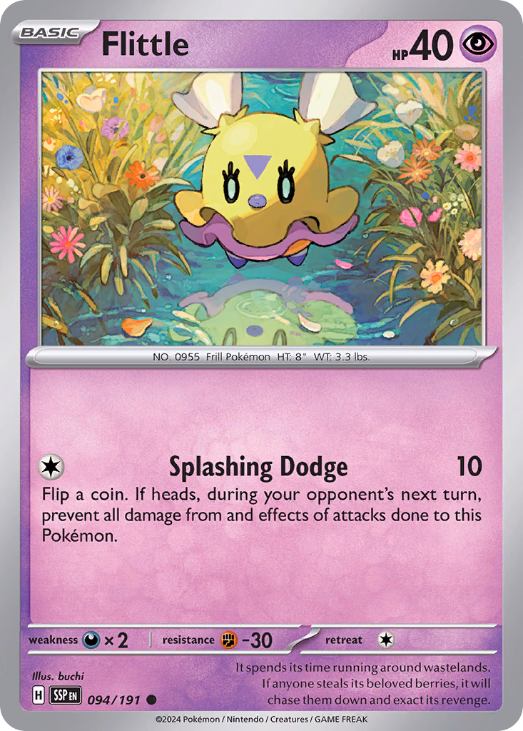 Flittle Pokemon card (094/191, Surging Sparks)