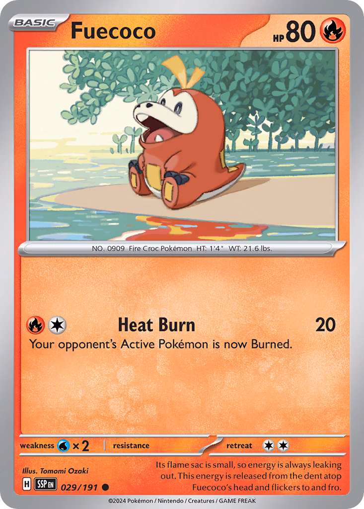 Fuecoco Pokemon card (029/191, Surging Sparks)