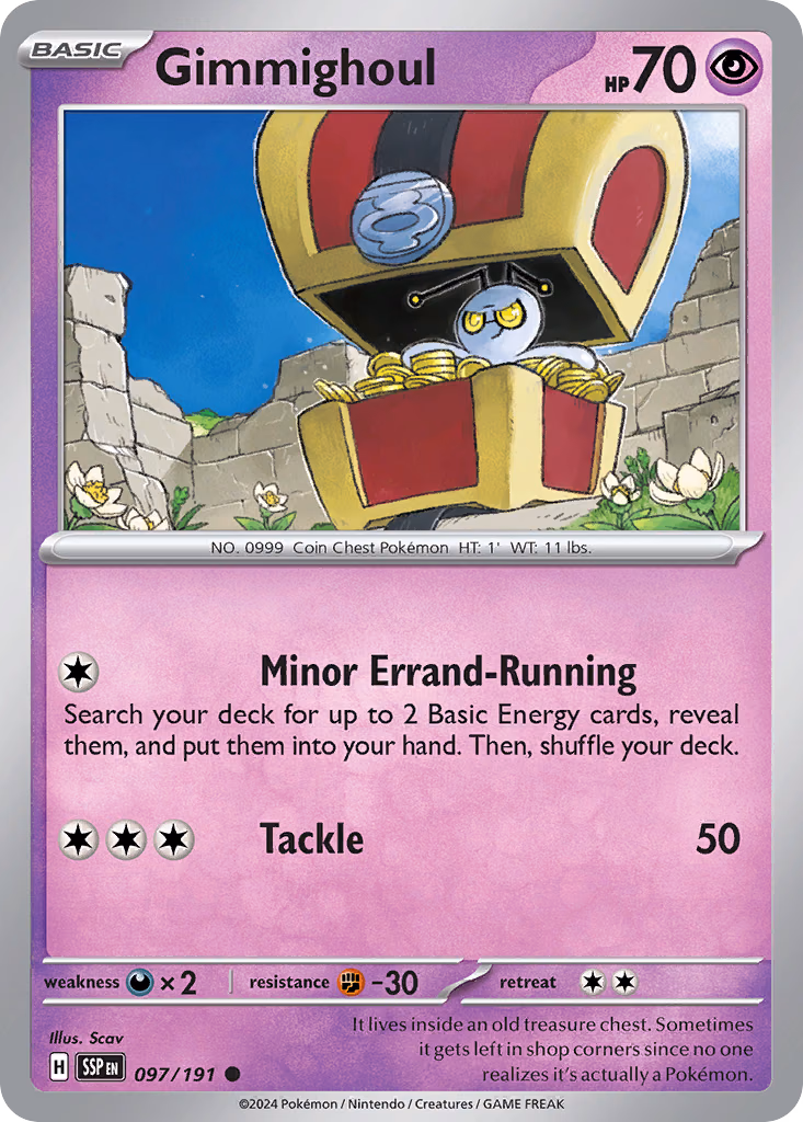 Gimmighoul Pokemon card (097/191, Surging Sparks)