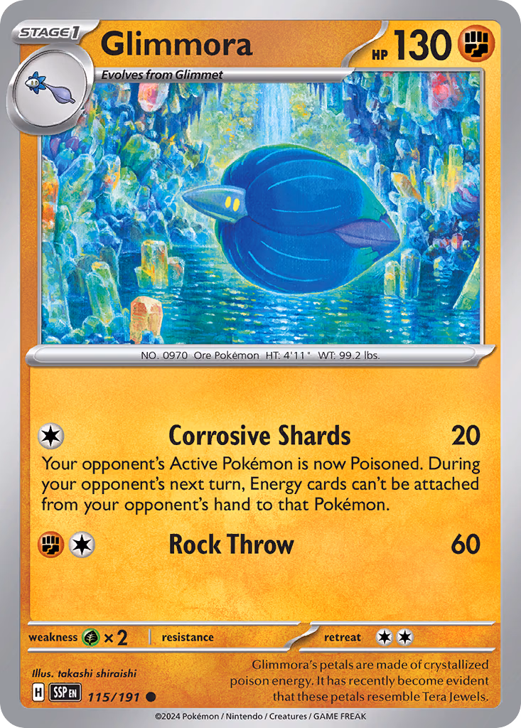 Glimmora Pokemon card (115/191, Surging Sparks)