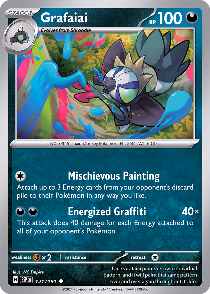 Grafaiai Pokemon card (121/191, Surging Sparks)