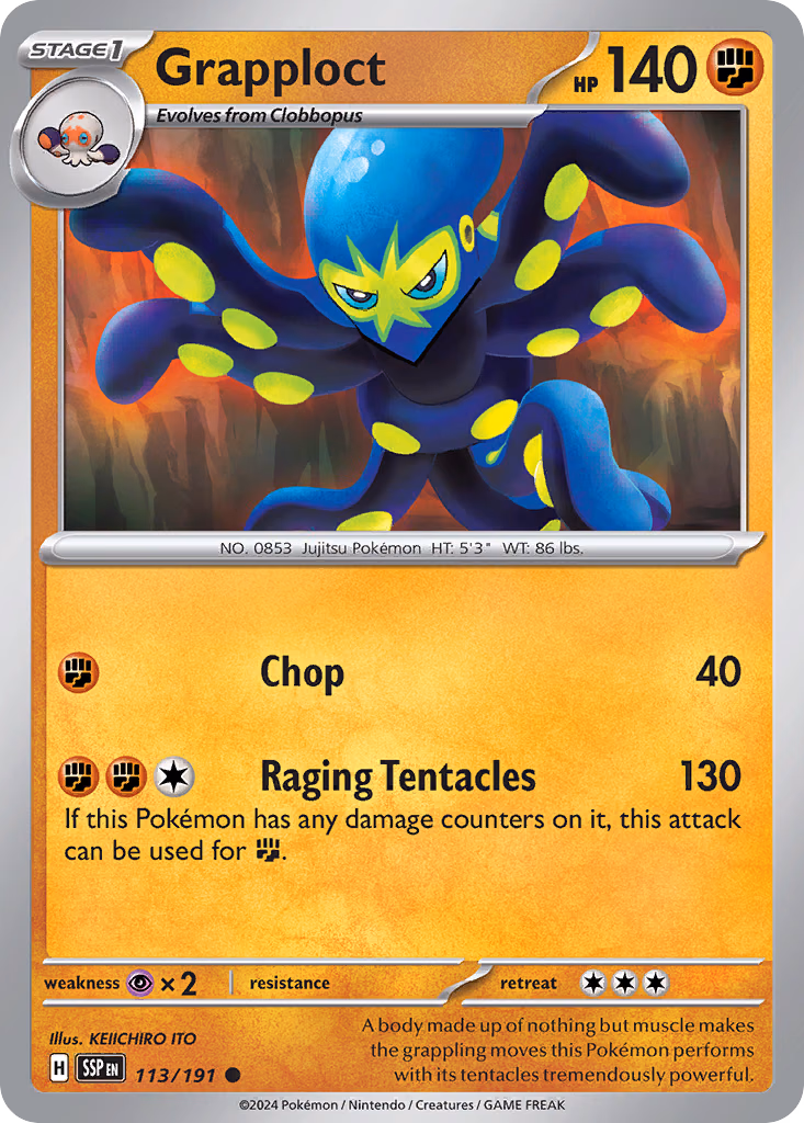 Grapploct Pokemon card (113/191, Surging Sparks)