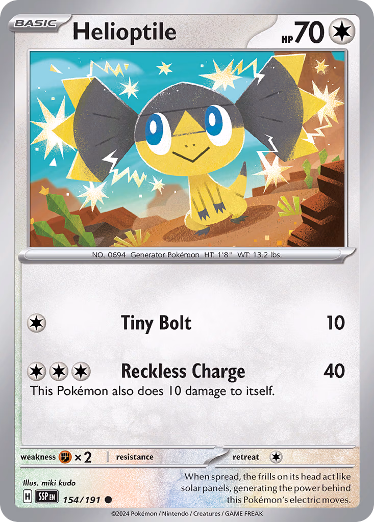 Helioptile Pokemon card (154/191, Surging Sparks)