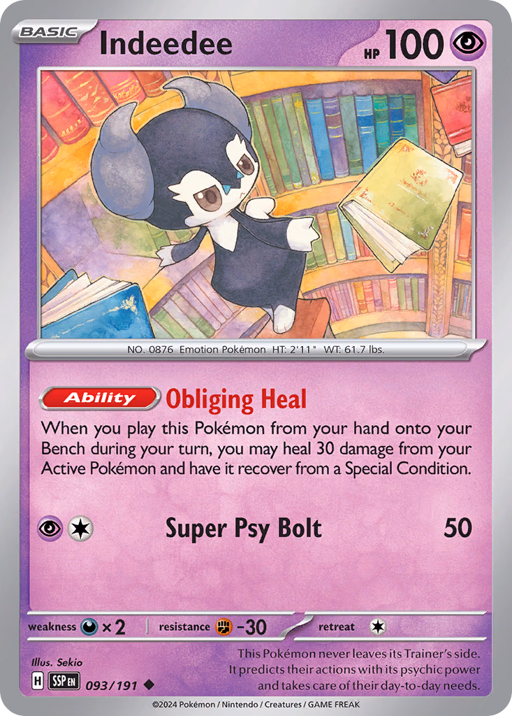 Indeedee Pokemon card (093/191, Surging Sparks)
