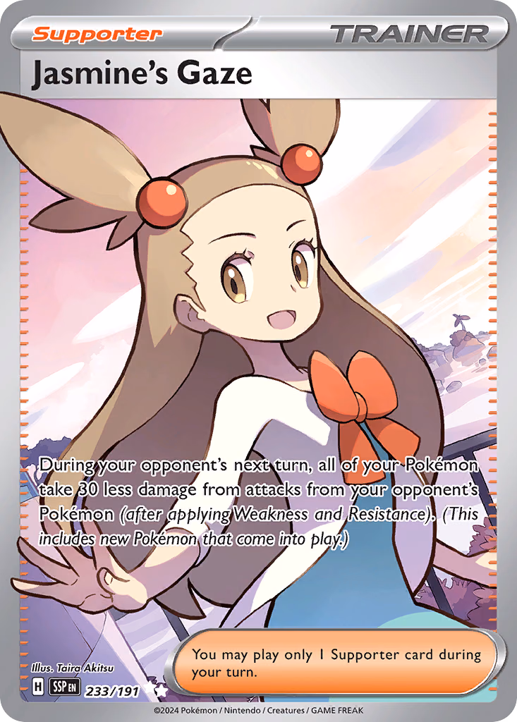 Jasmine's Gaze Pokemon card (233/191, Surging Sparks)
