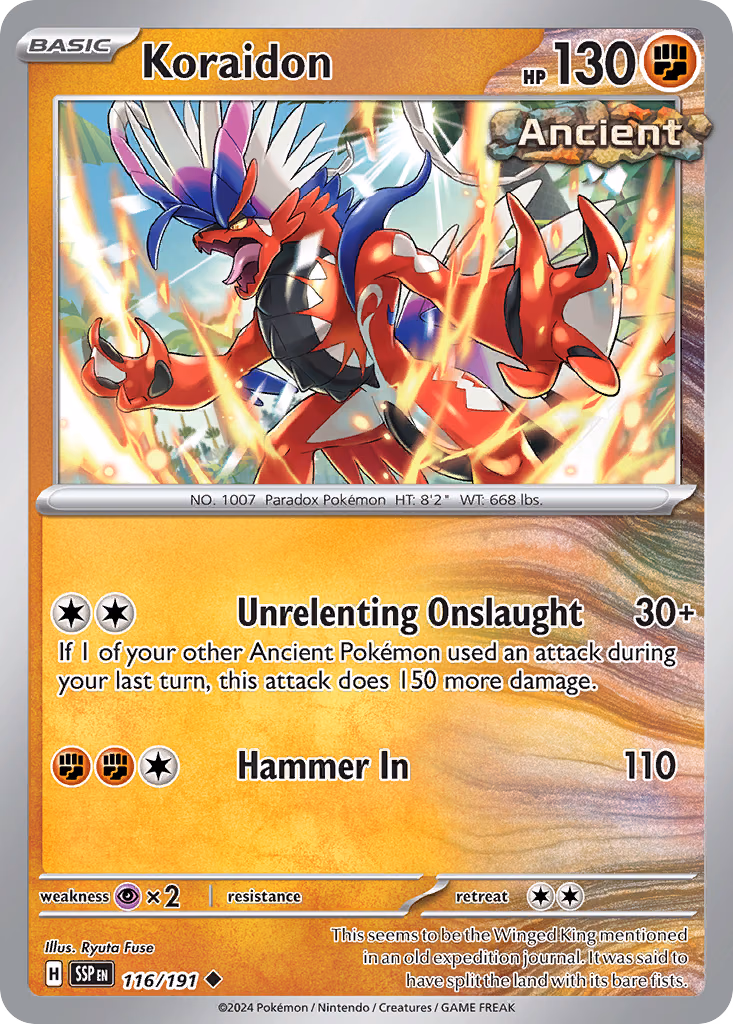 Koraidon Pokemon card (116/191, Surging Sparks)