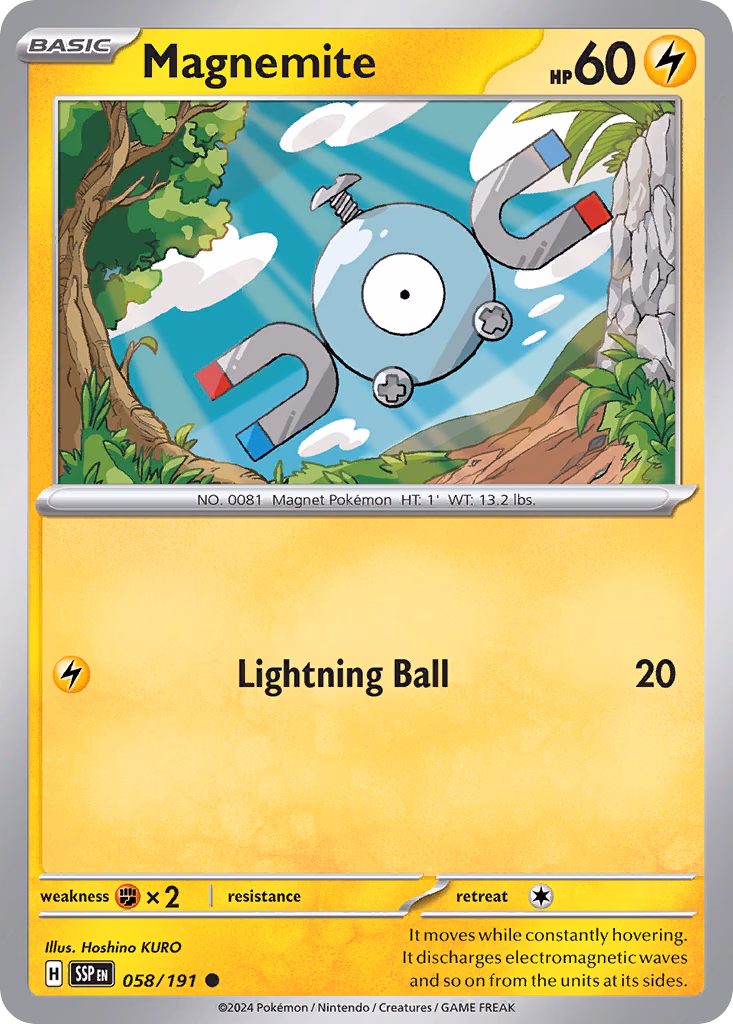 Magnemite Pokemon card (058/191, Surging Sparks)