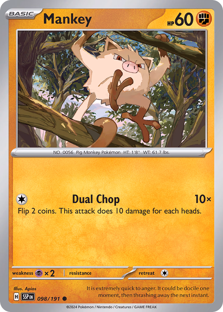 Mankey Pokemon card (098/191, Surging Sparks)