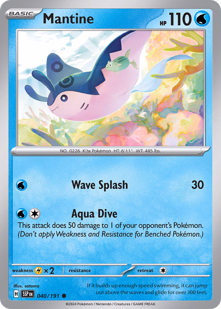 Mantine Pokemon card (040/191, Surging Sparks)