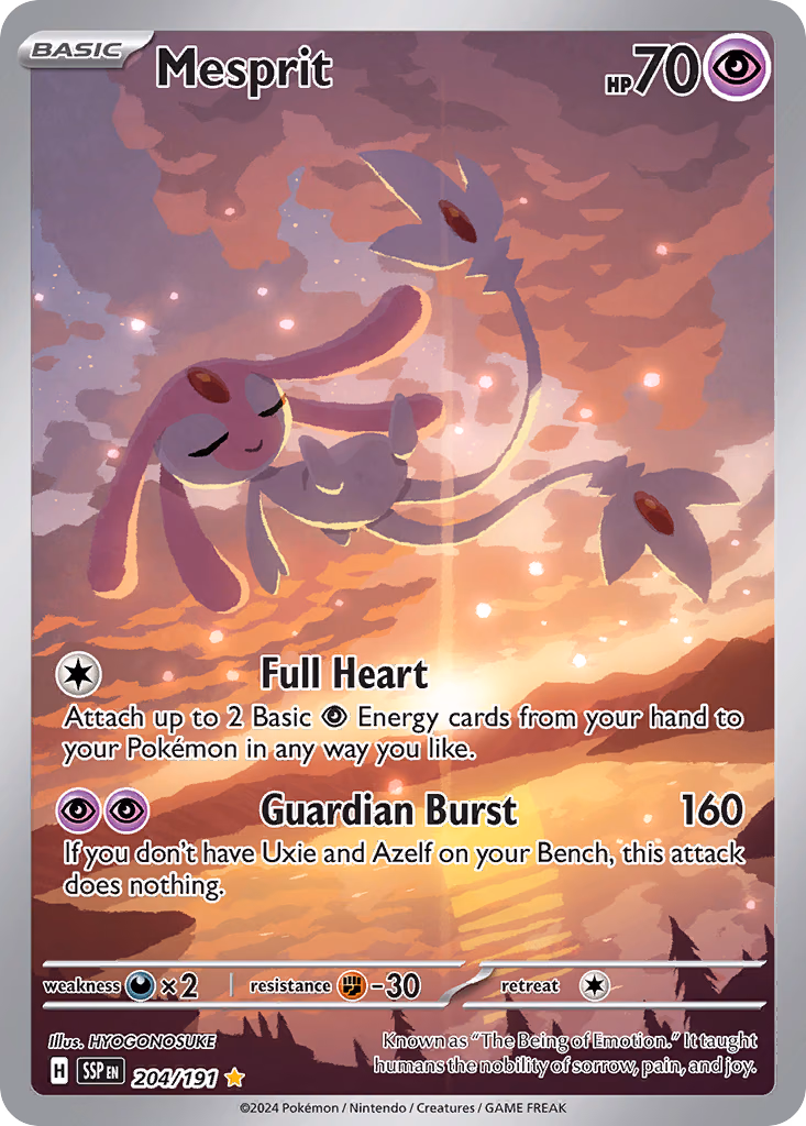 Mesprit Pokemon card (204/191, Surging Sparks)