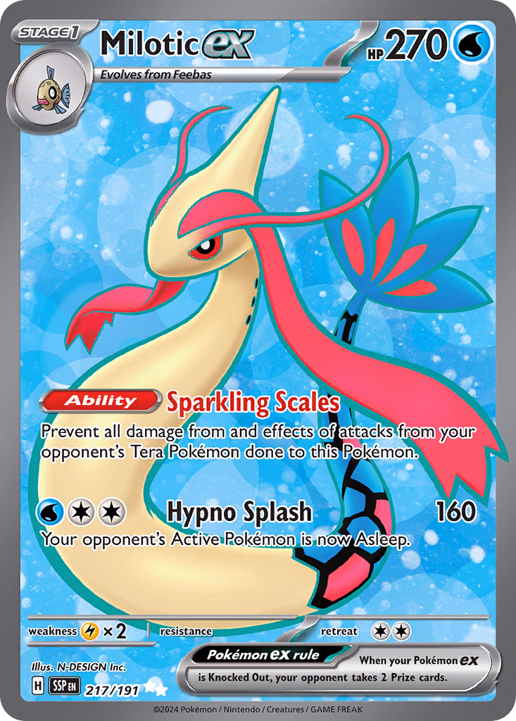 Milotic ex Pokemon card (217/191, Surging Sparks)