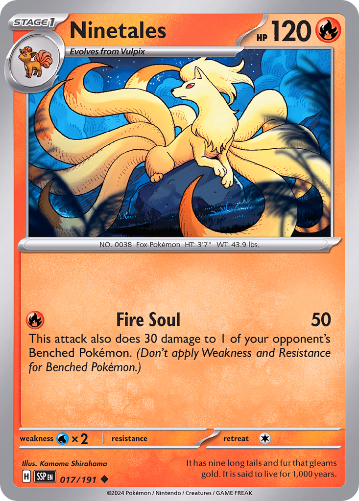 Ninetales Pokemon card (017/191, Surging Sparks)