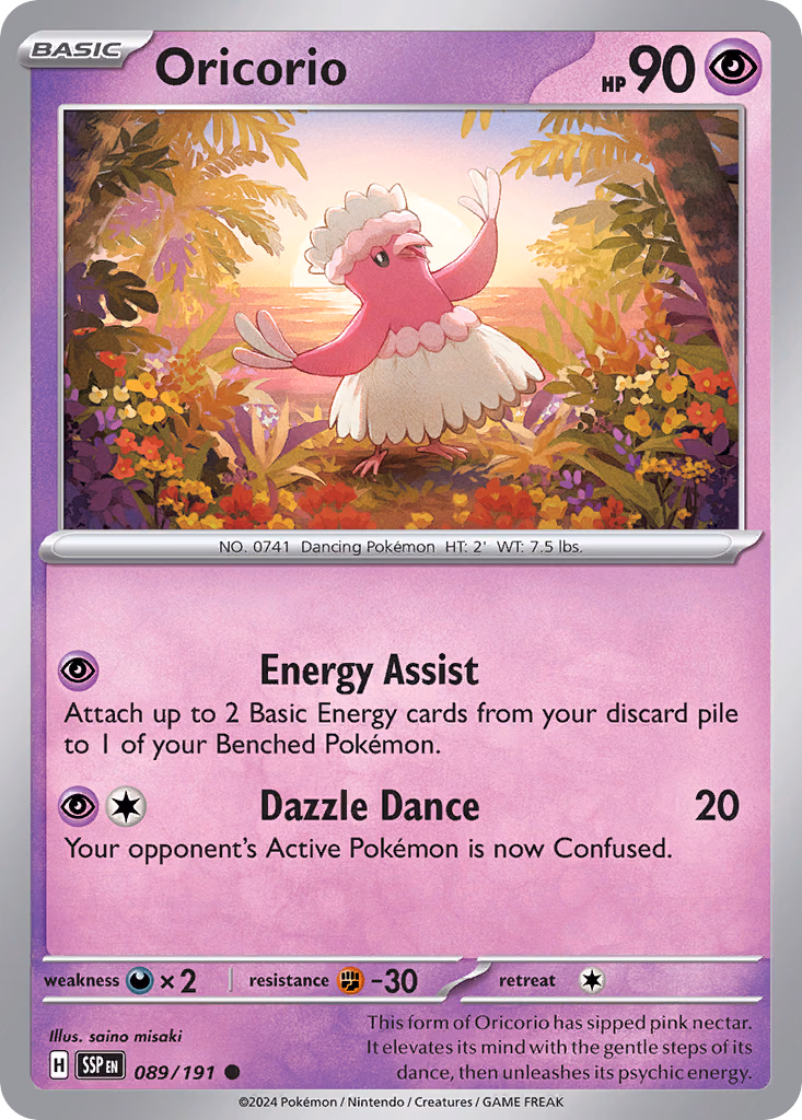Oricorio Pokemon card (089/191, Surging Sparks)