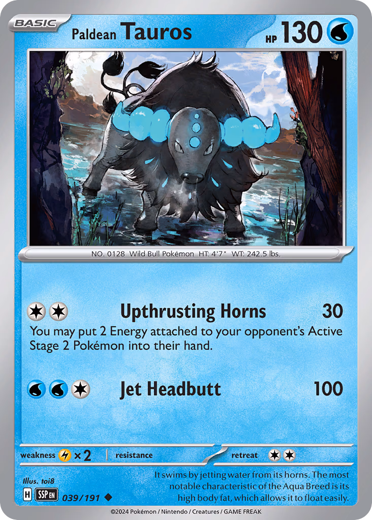 Paldean Tauros Pokemon card (039/191, Surging Sparks)
