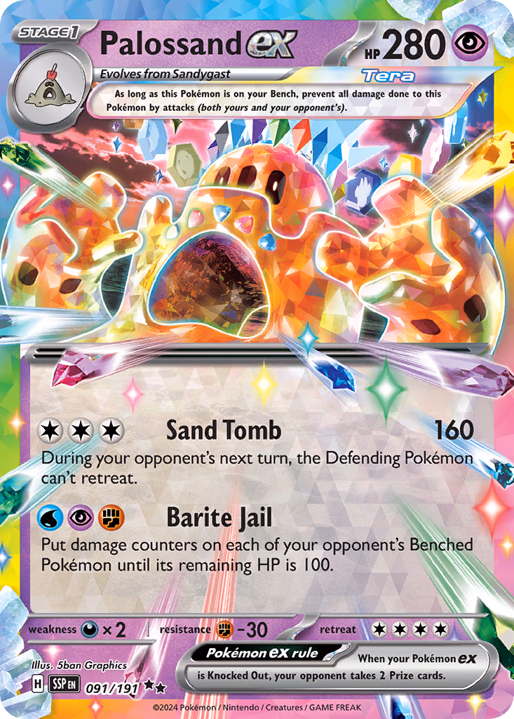 Palossand ex Pokemon card (091/191, Surging Sparks)