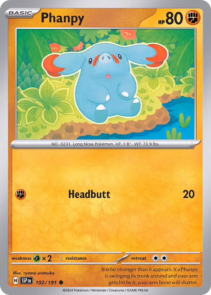 Phanpy Pokemon card (102/191, Surging Sparks)