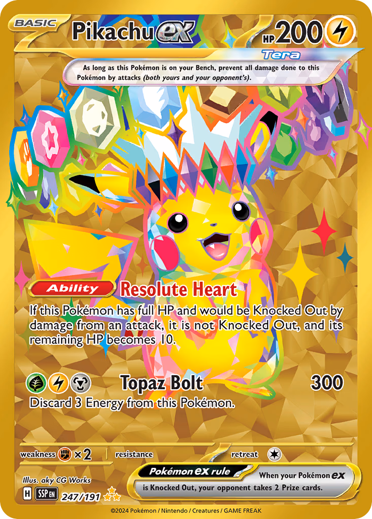 Pikachu ex Pokemon card (247/191, Surging Sparks)
