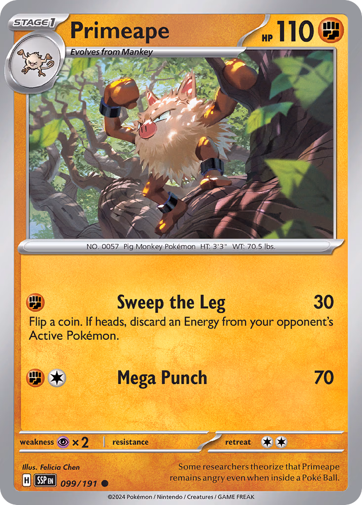 Primeape Pokemon card (099/191, Surging Sparks)