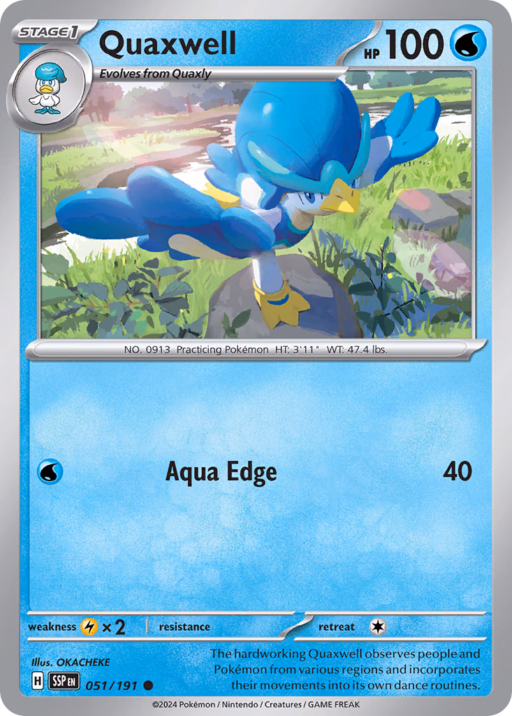 Quaxwell Pokemon card (051/191, Surging Sparks)