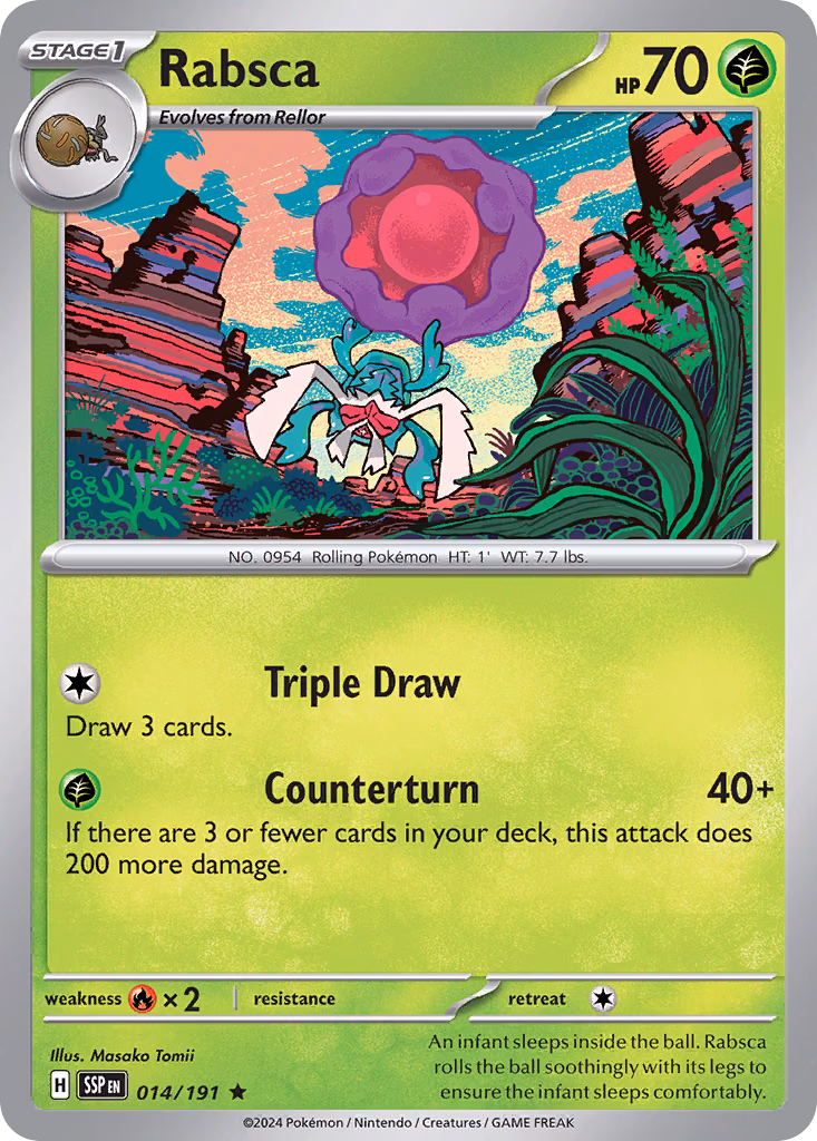 Rabsca Pokemon card (014/191, Surging Sparks)