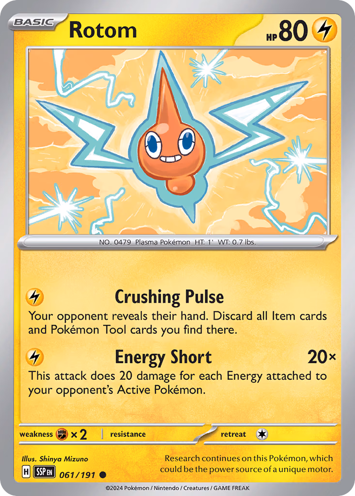 Rotom Pokemon card (061/191, Surging Sparks)