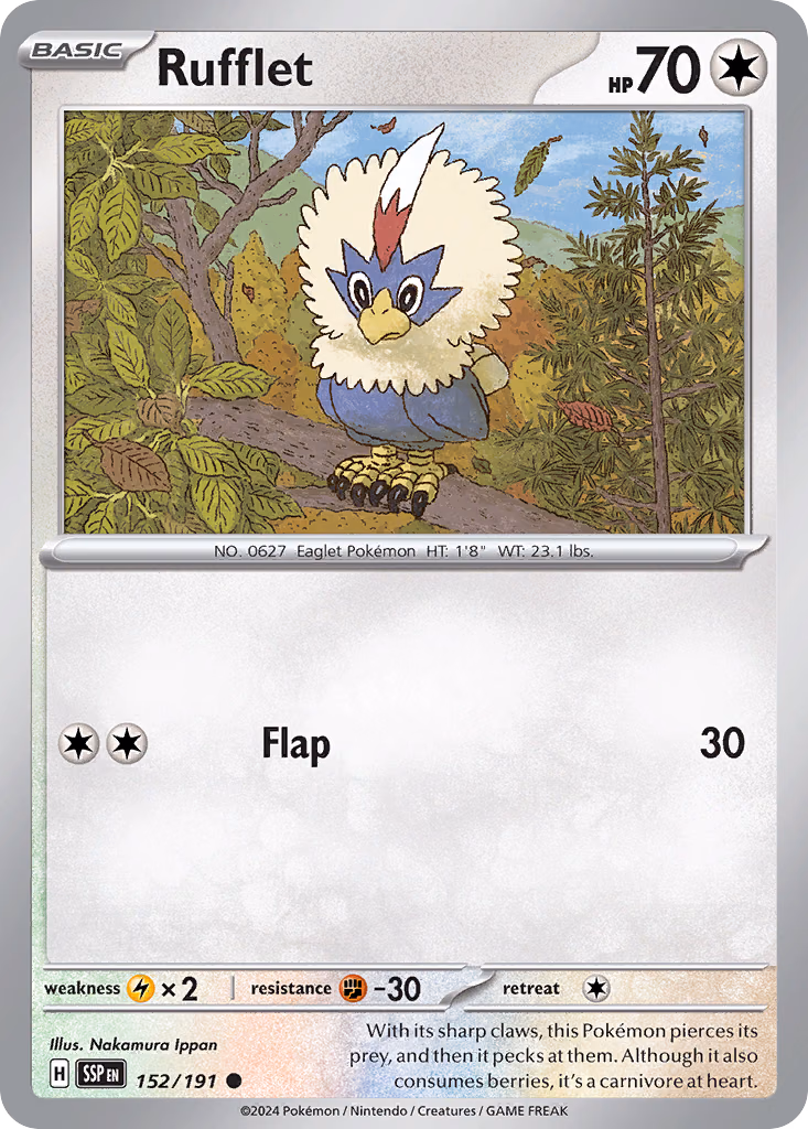 Rufflet Pokemon card (152/191, Surging Sparks)