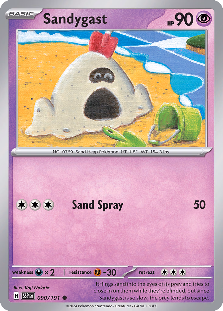 Sandygast Pokemon card (090/191, Surging Sparks)
