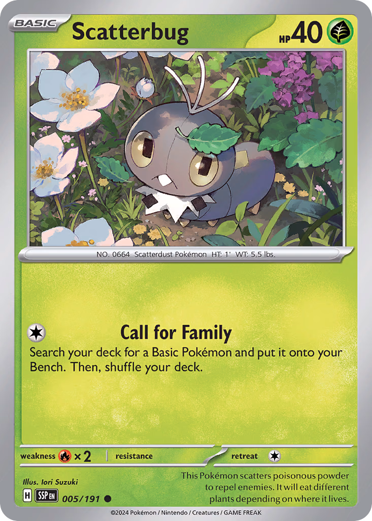 Scatterbug Pokemon card (005/191, Surging Sparks)