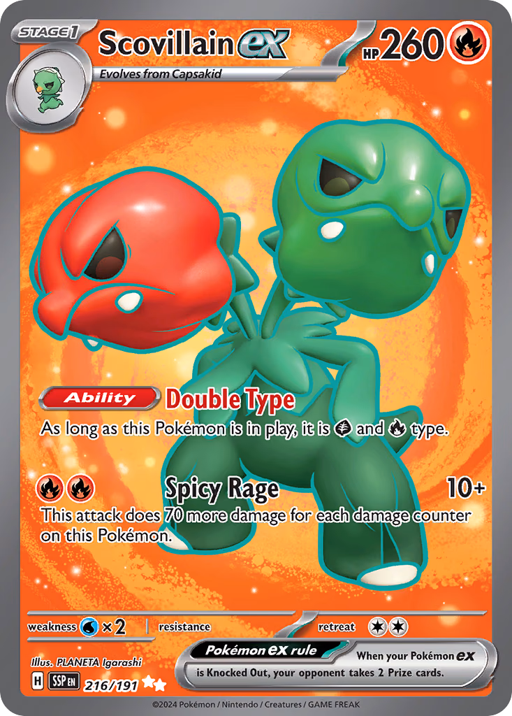 Scovillain ex Pokemon card (216/191, Surging Sparks)