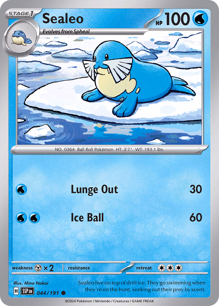 Sealeo Pokemon card (044/191, Surging Sparks)