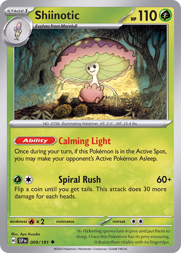 Shiinotic Pokemon card (009/191, Surging Sparks)