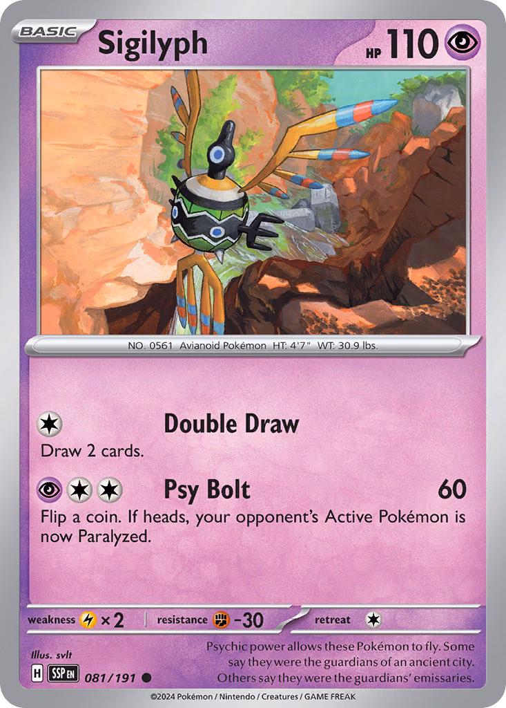 Sigilyph Pokemon card (081/191, Surging Sparks)
