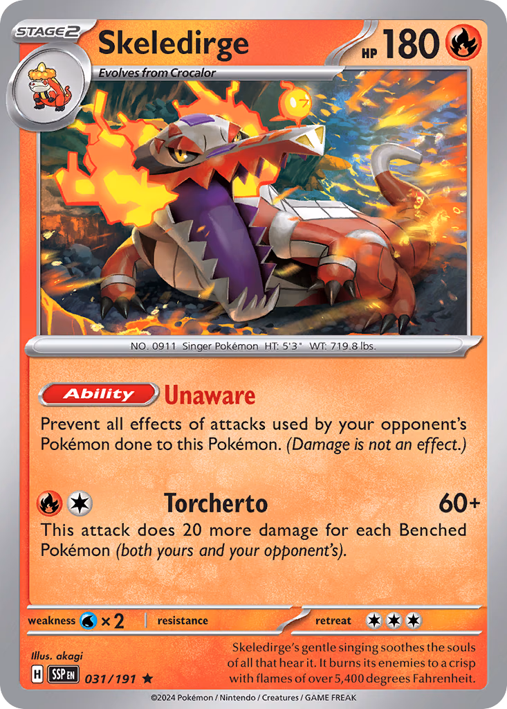 Skeledirge Pokemon card (031/191, Surging Sparks)