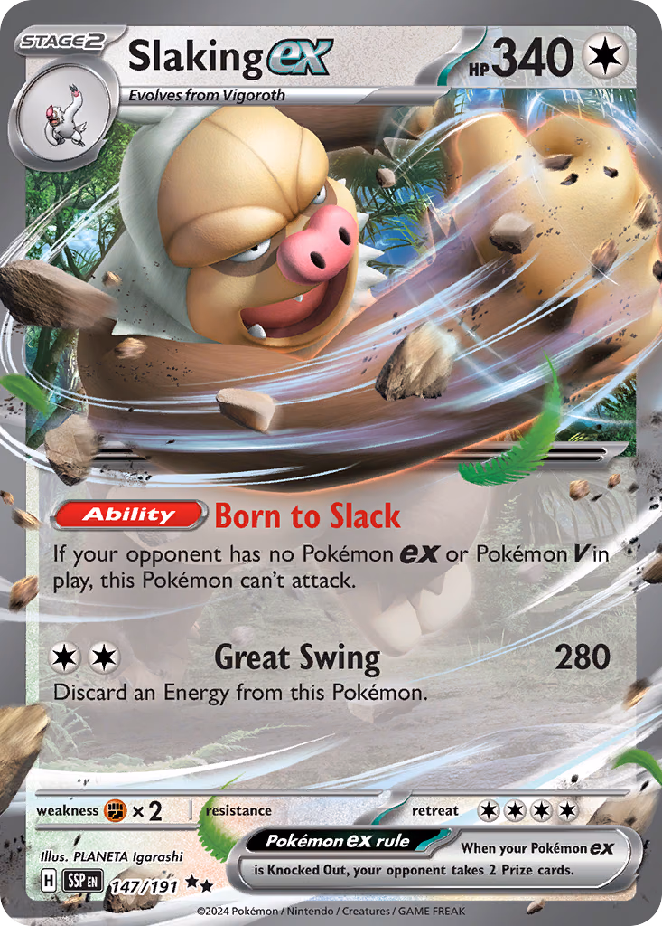 Slaking ex Pokemon card (147/191, Surging Sparks)