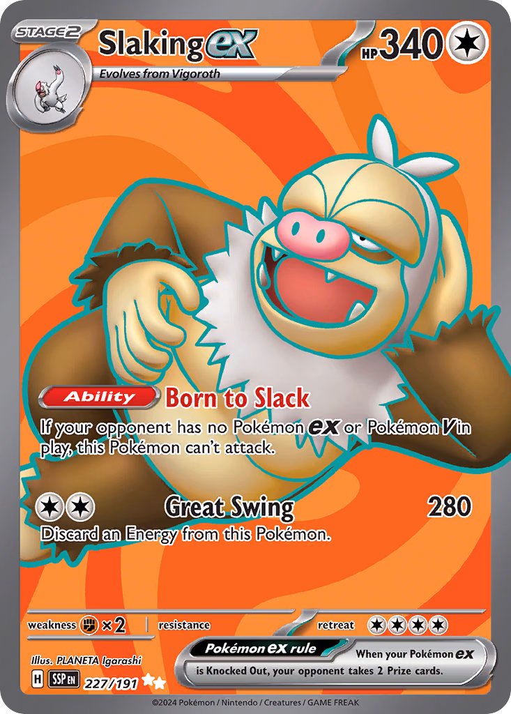 Slaking ex Pokemon card (227/191, Surging Sparks)