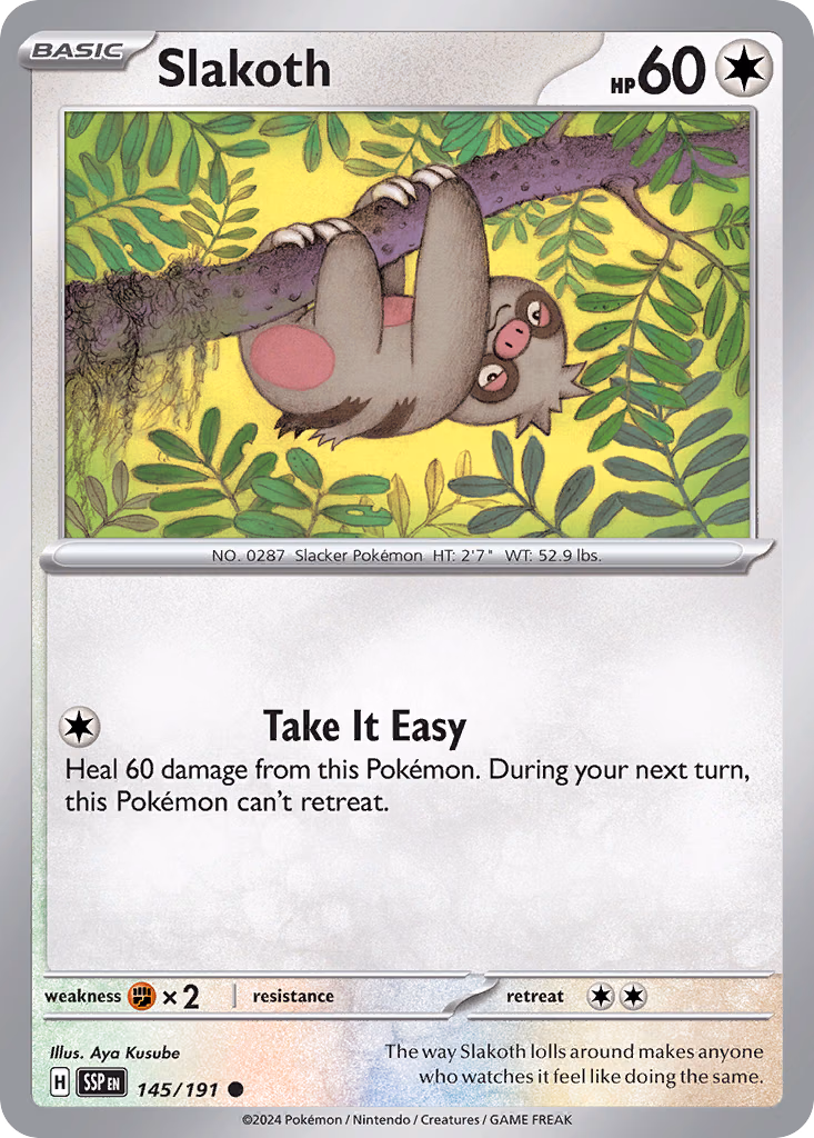 Slakoth Pokemon card (145/191, Surging Sparks)