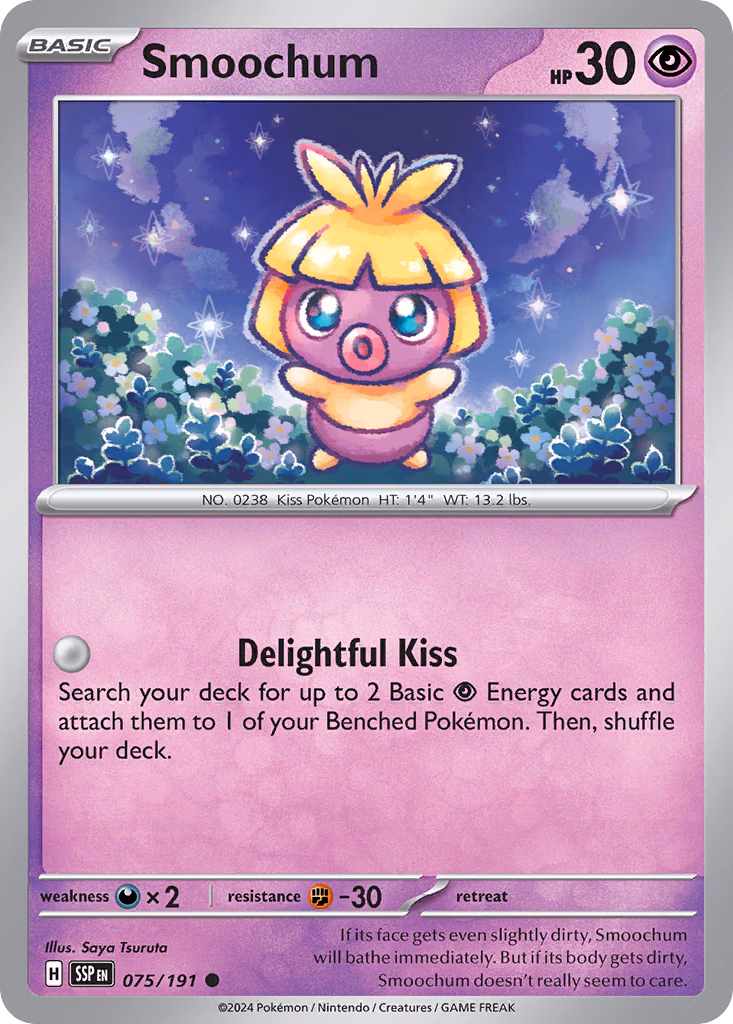Smoochum Pokemon card (075/191, Surging Sparks)