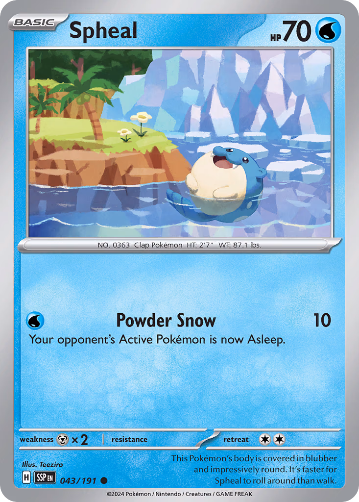 Spheal Pokemon card (043/191, Surging Sparks)