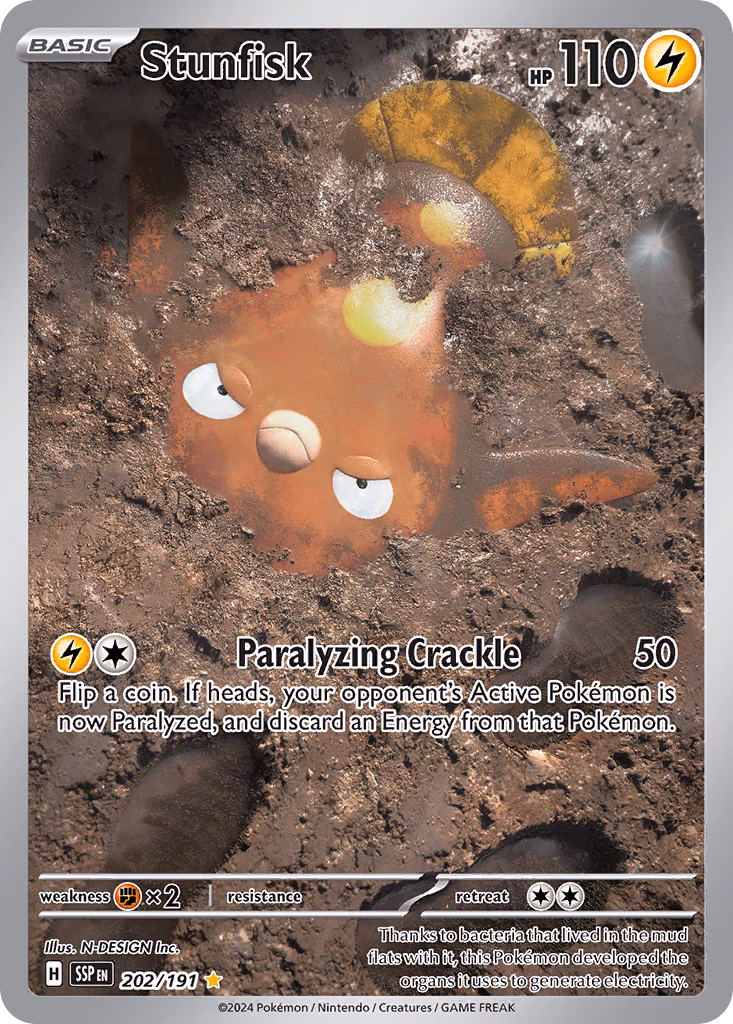 Stunfisk Pokemon card (202/191, Surging Sparks)