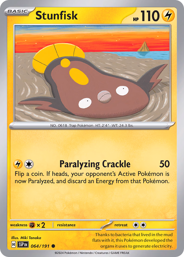 Stunfisk Pokemon card (064/191, Surging Sparks)
