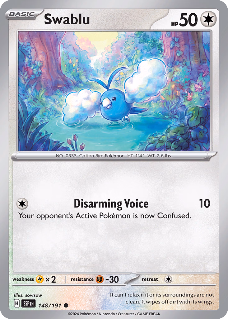 Swablu Pokemon card (148/191, Surging Sparks)