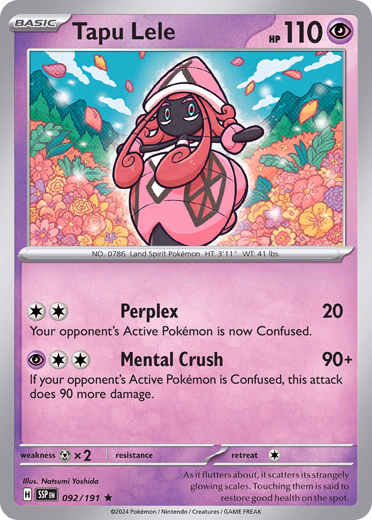 Tapu Lele Pokemon card (092/191, Surging Sparks)