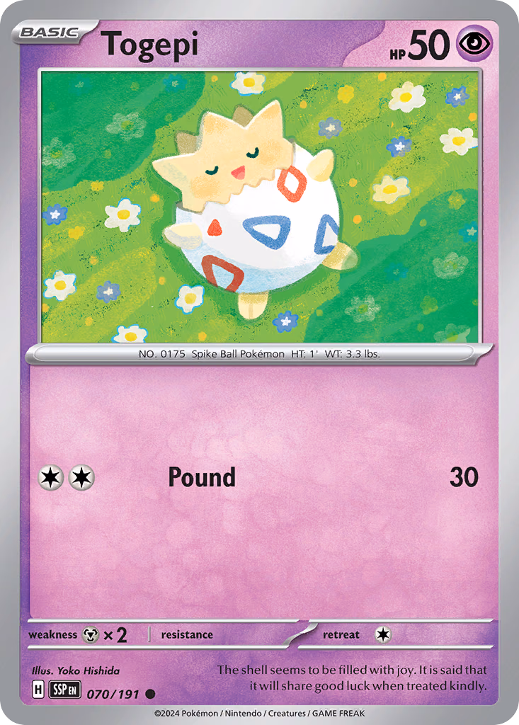 Togepi Pokemon card (070/191, Surging Sparks)